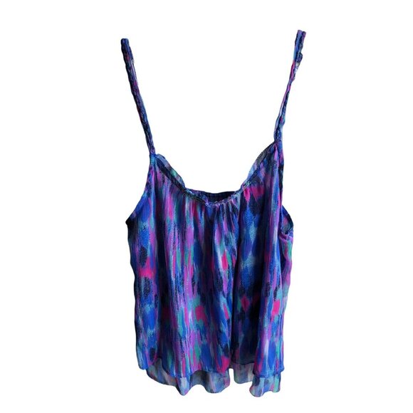 Aerie Cropped Shirt Tank Top Cammy Womens XS Boho Adjust Strap Multicolor Purple - Picture 6 of 7